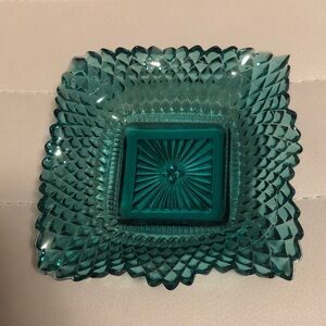 Vintage Elegant Teal Glass Decorative Dish
